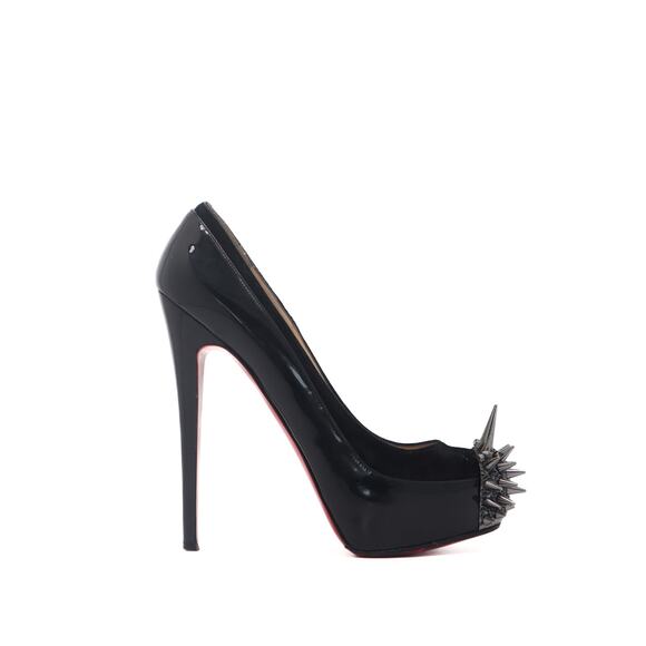 Christian Louboutin Asteroid Black Patent Leather Suede Spiked Pumps 40.5 - Picture 1 of 14